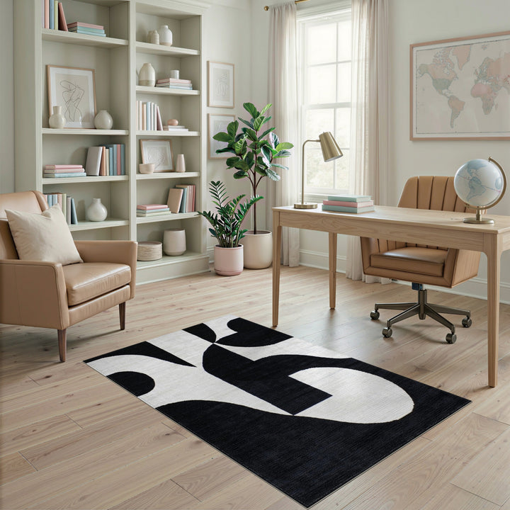 Geometric Modern Black and White Black White Bold Geometric Area Rug