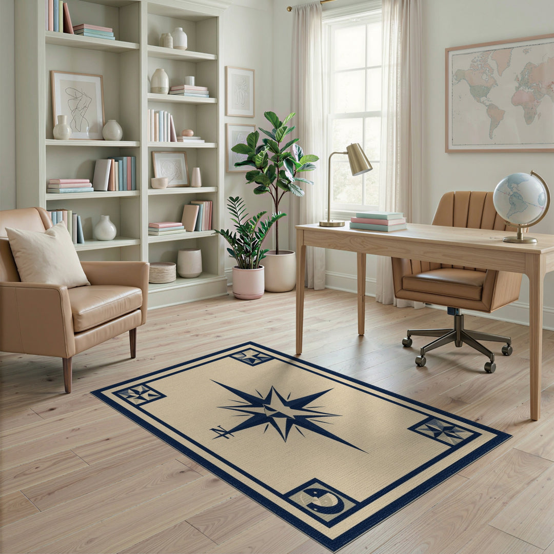 Navy Compass Star Area Rug