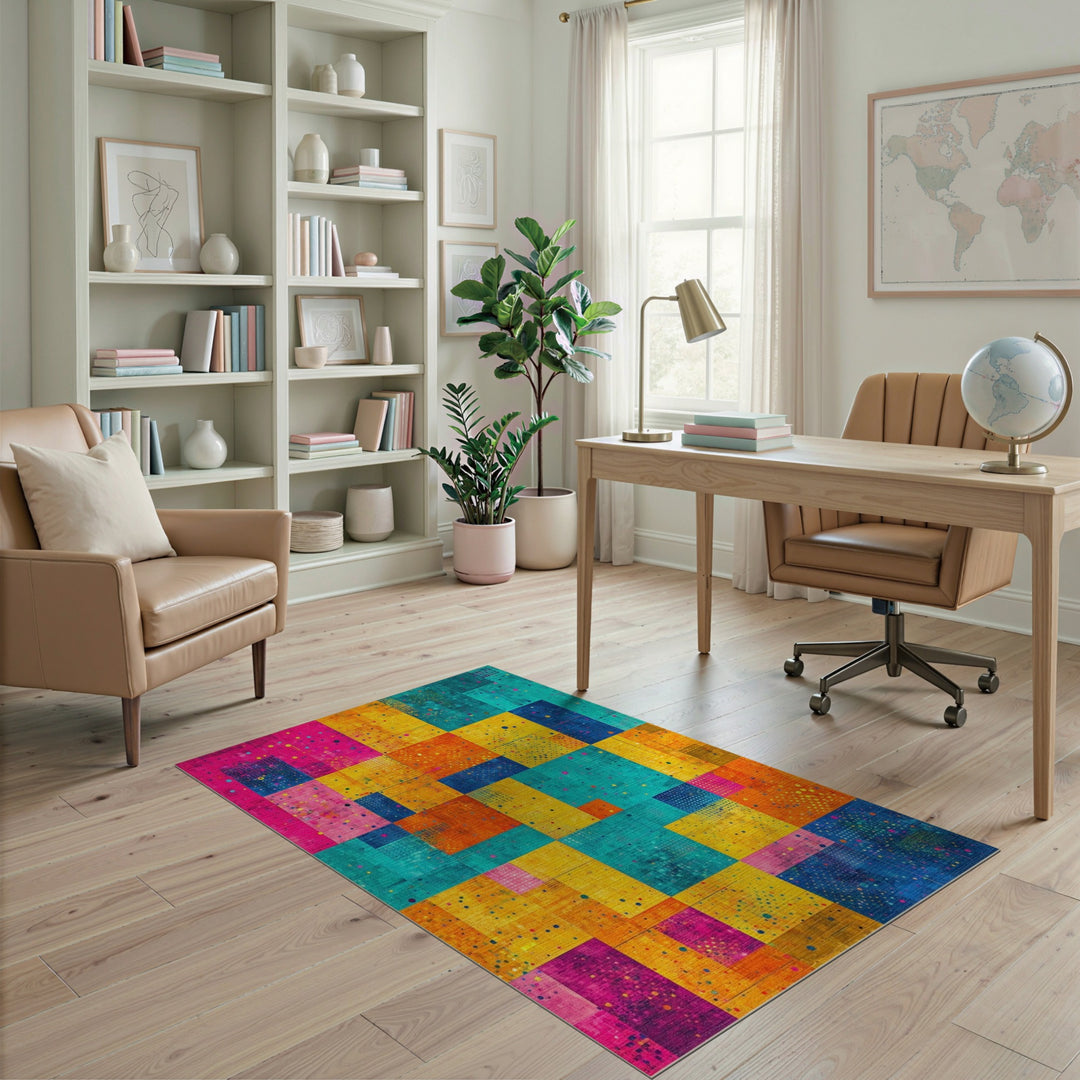 Vibrant Multi-Color Geometric Area Rug