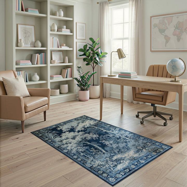 Blue Forest Toile Area Rug