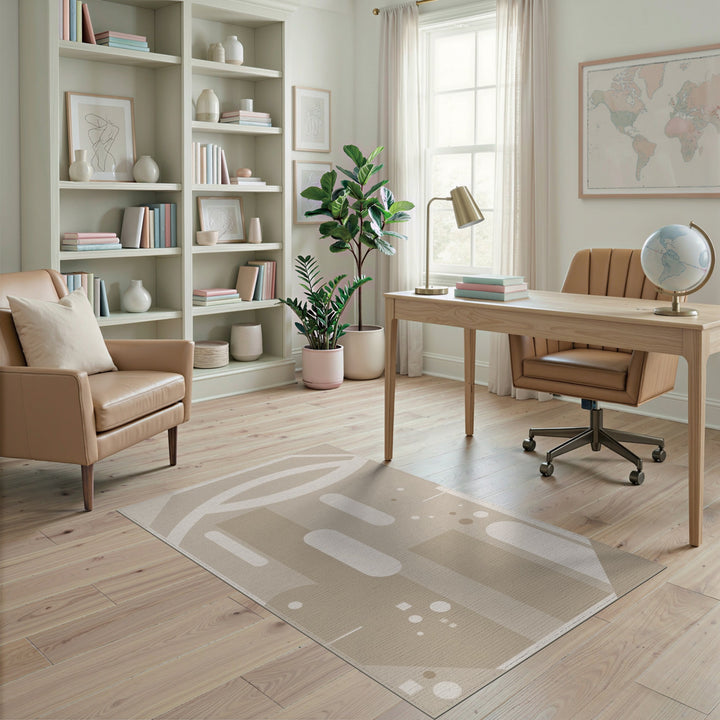 Beige Geometric Modern Area Rug