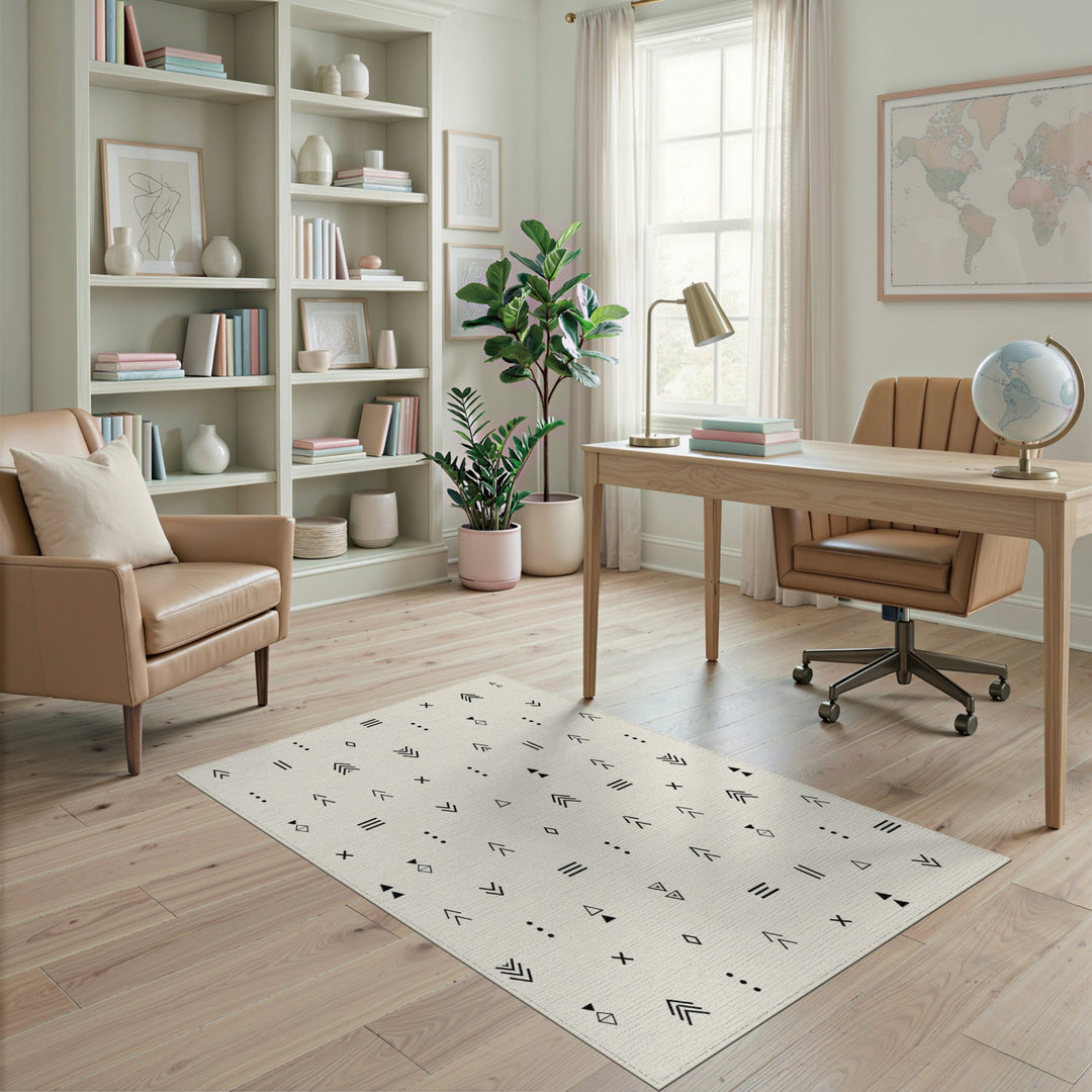 Black White Geometric Area Rug