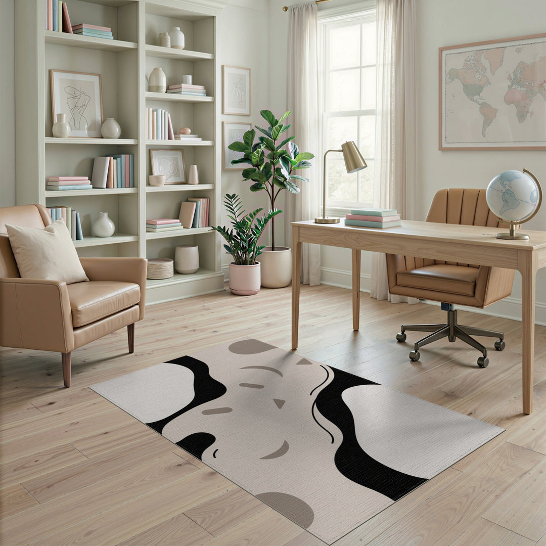 Beige Black Abstract Area Rug
