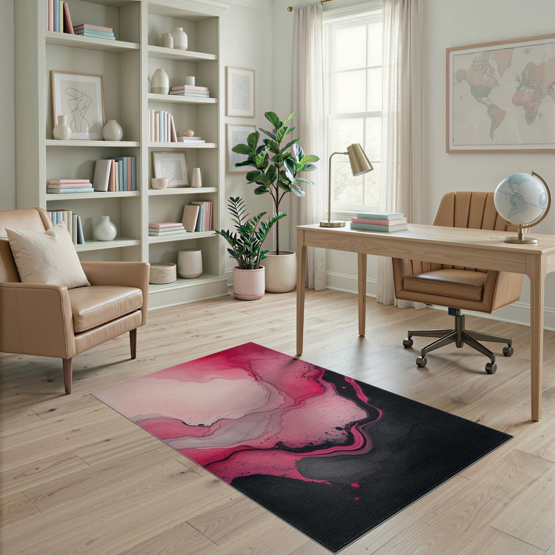 Pink Abstract Fluid Area Rug