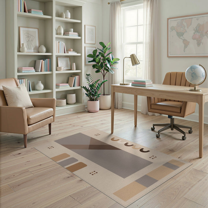 Modern Geometric Beige Brown Area Rug