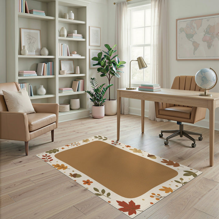 Autumn Leaf Border Brown Area Rug