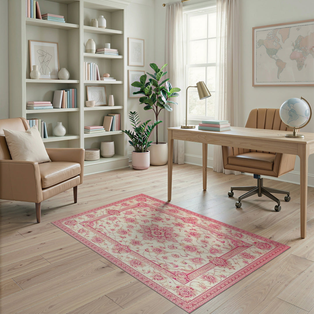 Pink Floral Vintage Area Rug