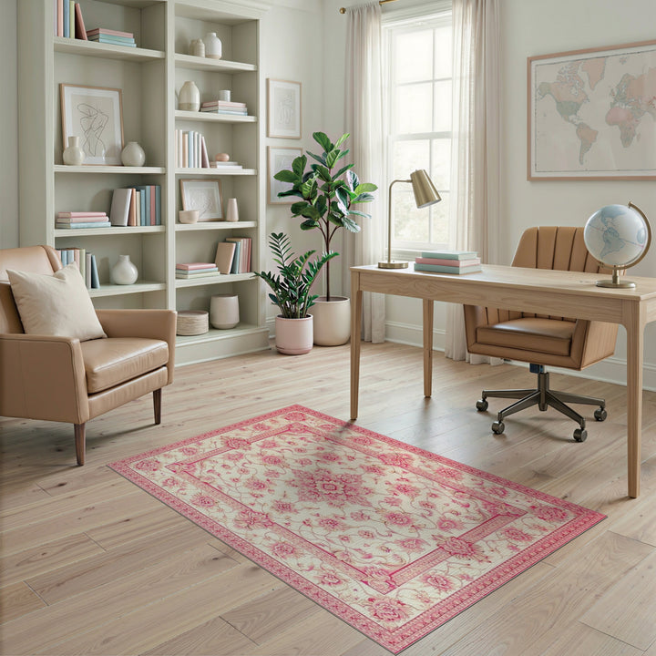 Pink Floral Vintage Area Rug