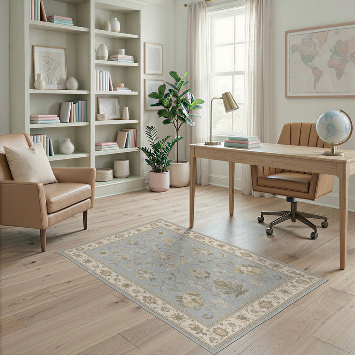 Blue Floral Vintage Area Rug