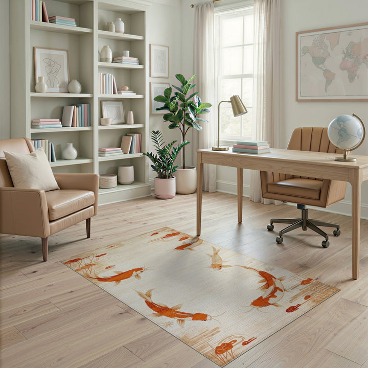 Orange Koi Fish Area Rug