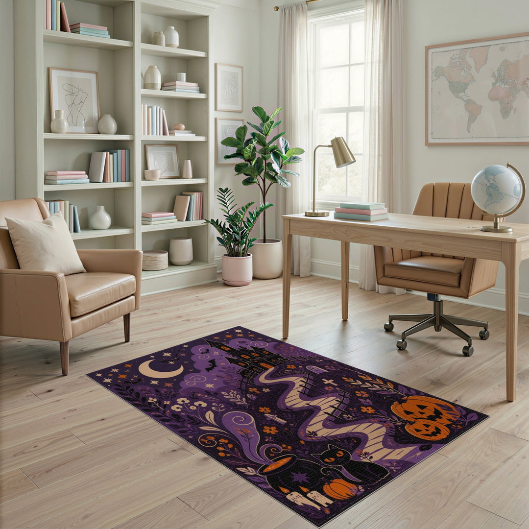 Purple Halloween Castle Kids Area Rug