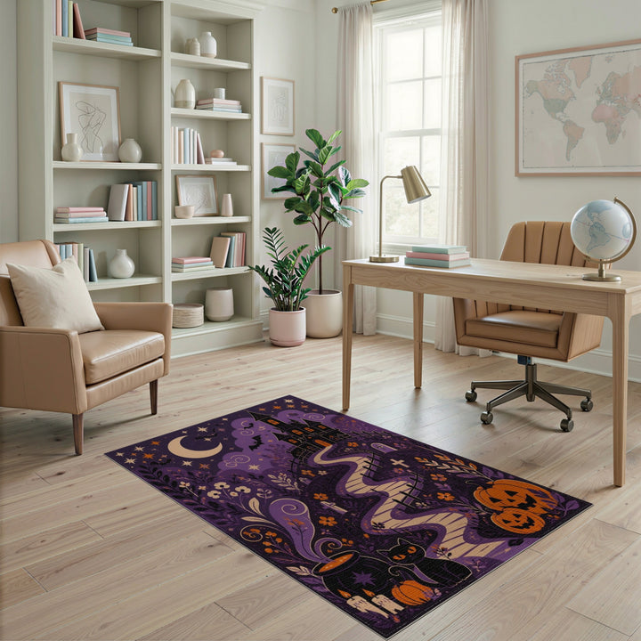 Purple Halloween Castle Kids Area Rug