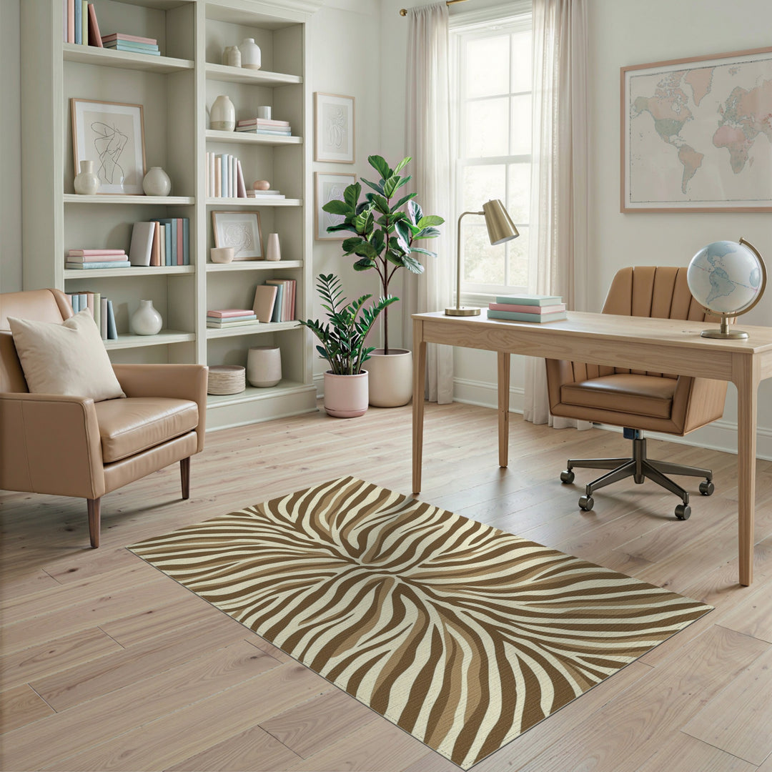 Brown Tan Radial Stripe Area Rug