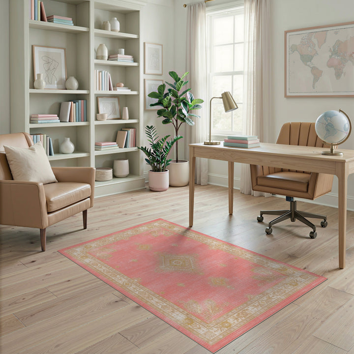 Pink Distressed Vintage Area Rug