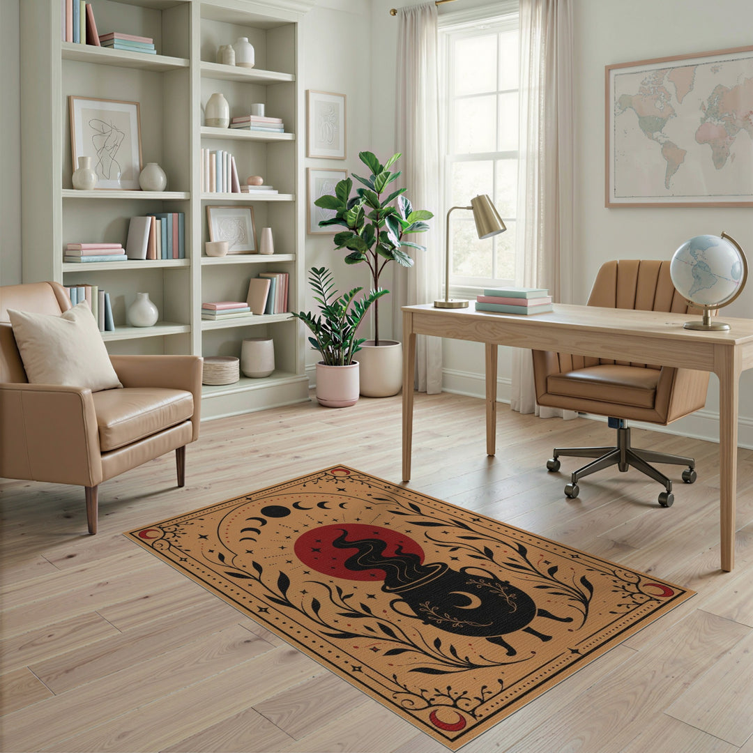 Mystic Cauldron Moon Phase Area Rug