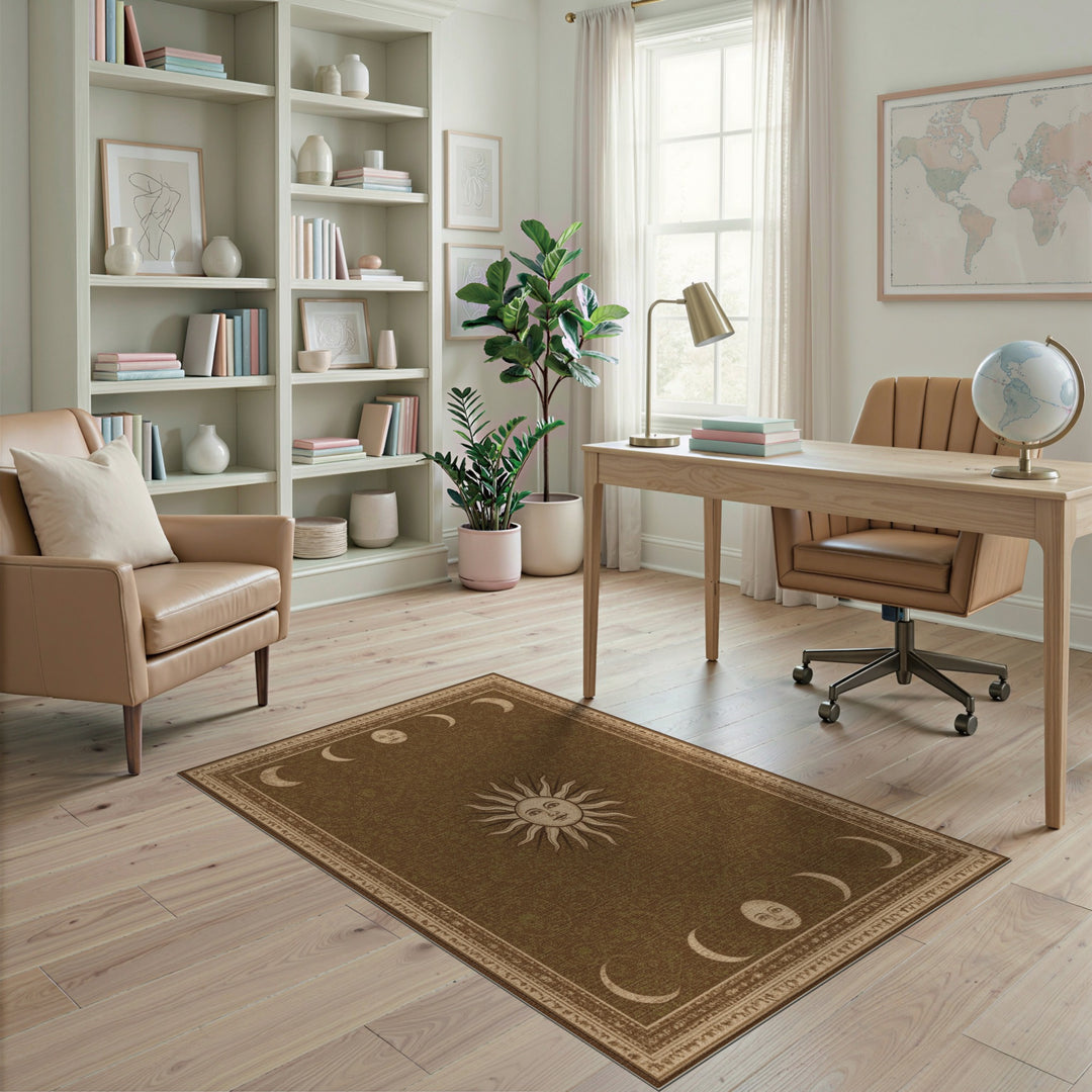 Celestial Sun and Moon Phase Area Rug