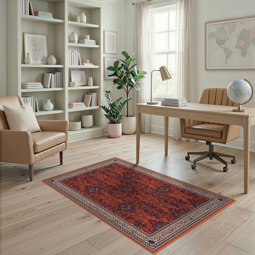 Orange Navy Persian Area Rug