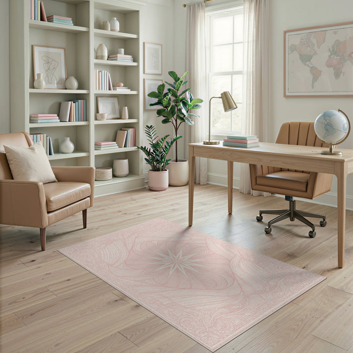 Pink Starburst Floral Vintage Area Rug