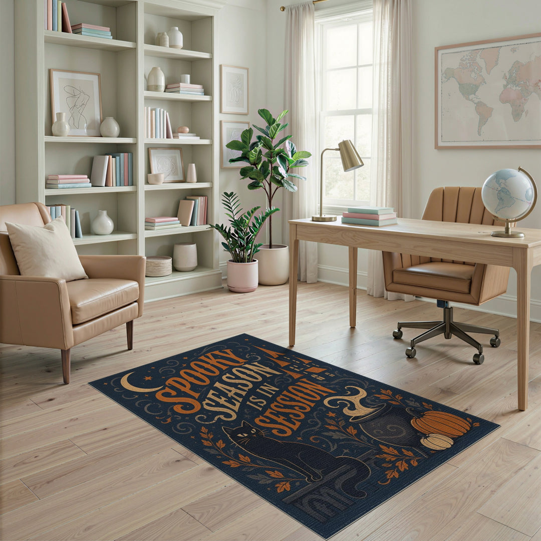 Spooky Season Black Cat Area Rug