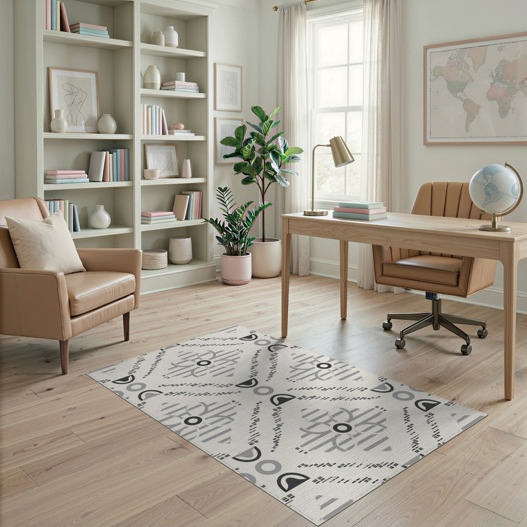 Black White Geometric Area Rug