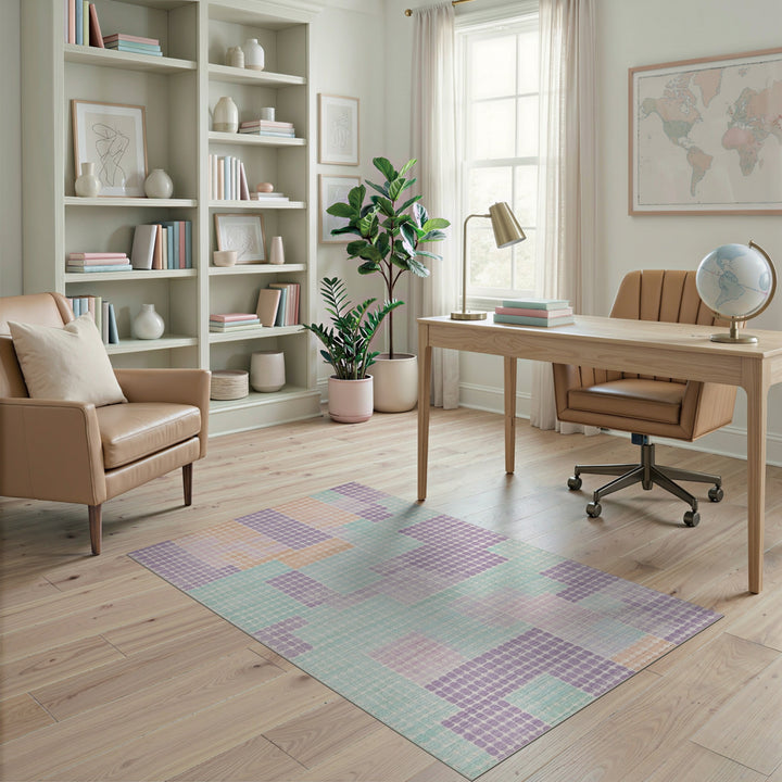 Soft Pastel Geometric Dot Area Rug