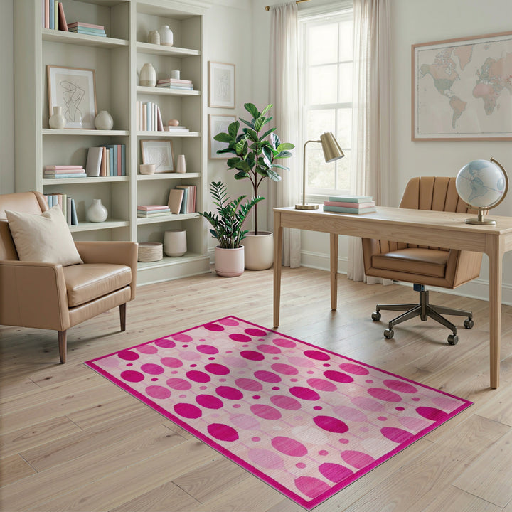 Pink Geometric Oval Area Rug