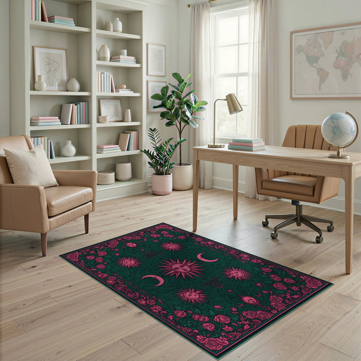 Pink Celestial Rose Vintage Area Rug