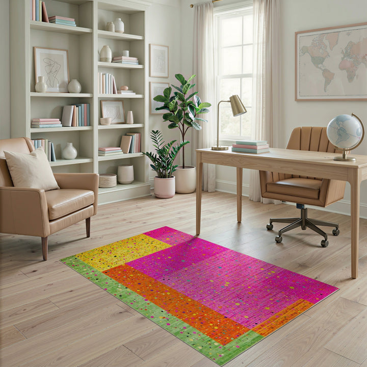 Abstract Area Vibrant Multi-Color Geometric Dot Area Rug