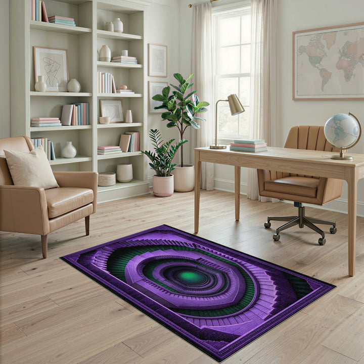 Purple Geometric Spiral Staircase Area Rug