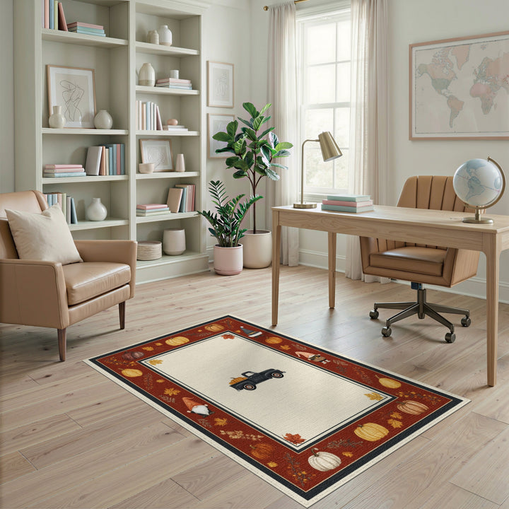 Vintage Truck Pumpkin Harvest Area Rug