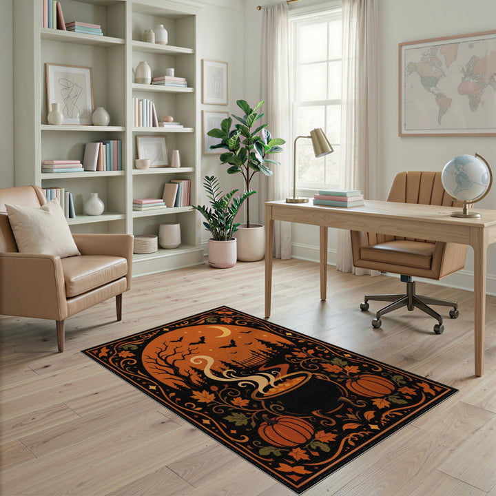 Halloween Cauldron Orange Area Rug