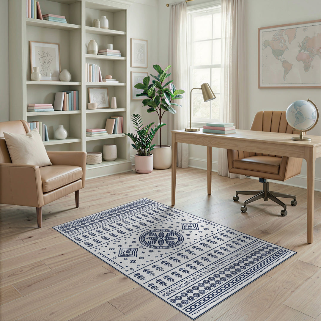 Blue Heritage Tribal Medallion Rug