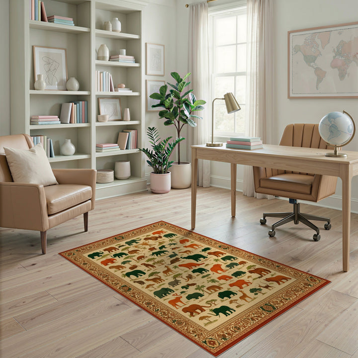 Heritage Tribal Safari Animals Area Rug