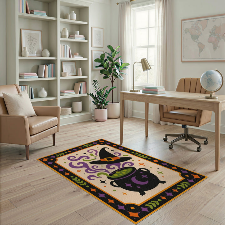 Witch Cauldron Purple Magic Area Rug