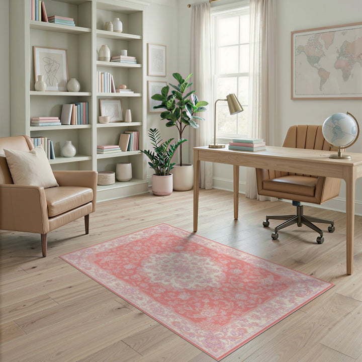Floral Traditional Persian Red Floral Persian Medallion Area Rug