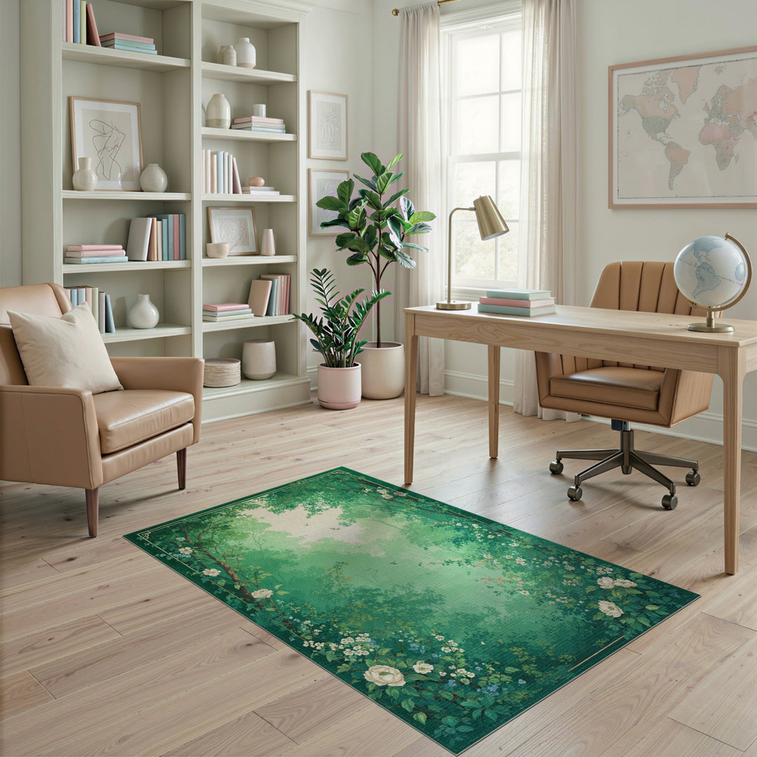 Verdant Forest Floral Vintage Area Rug