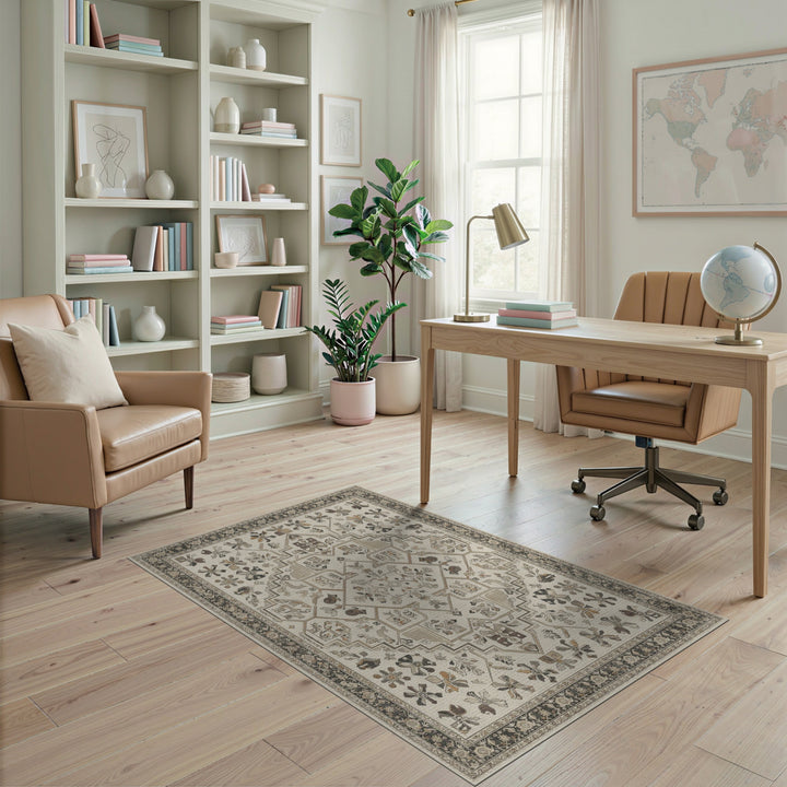 Beige Neutral Traditional Persian Area Rug