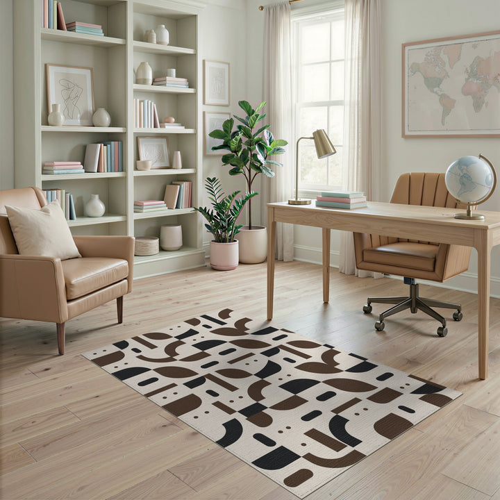 Brown Geometric Modern Brown and Tan Area Rug