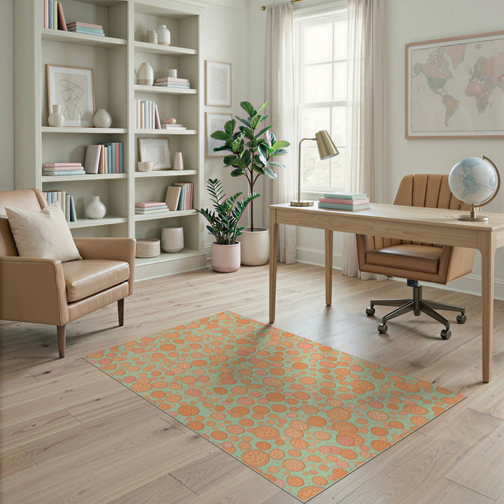 Orange Circle Pattern Washable Area Rug