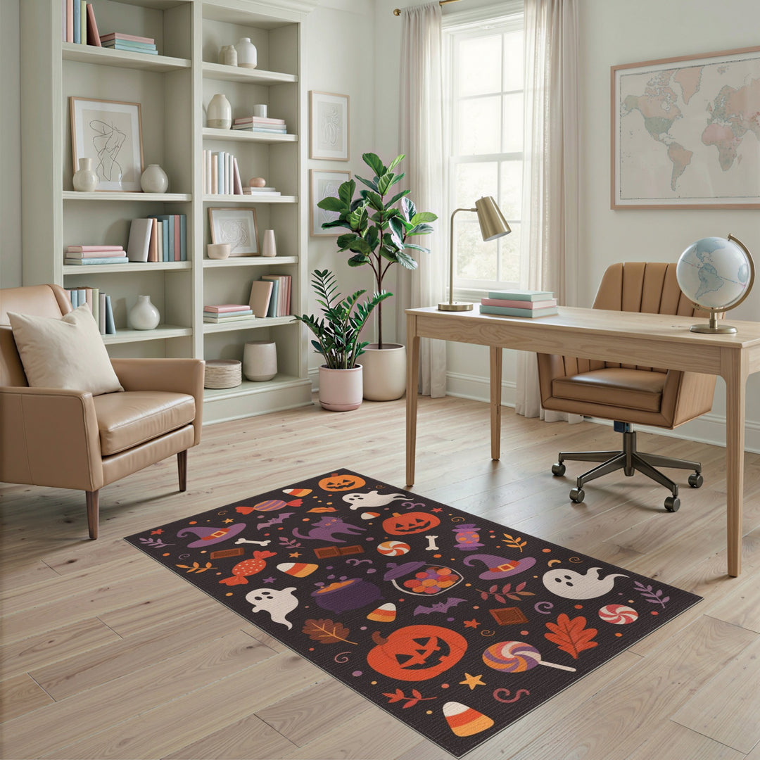 Multi-color and Patterns Halloween Kids Cartoon Area Rug