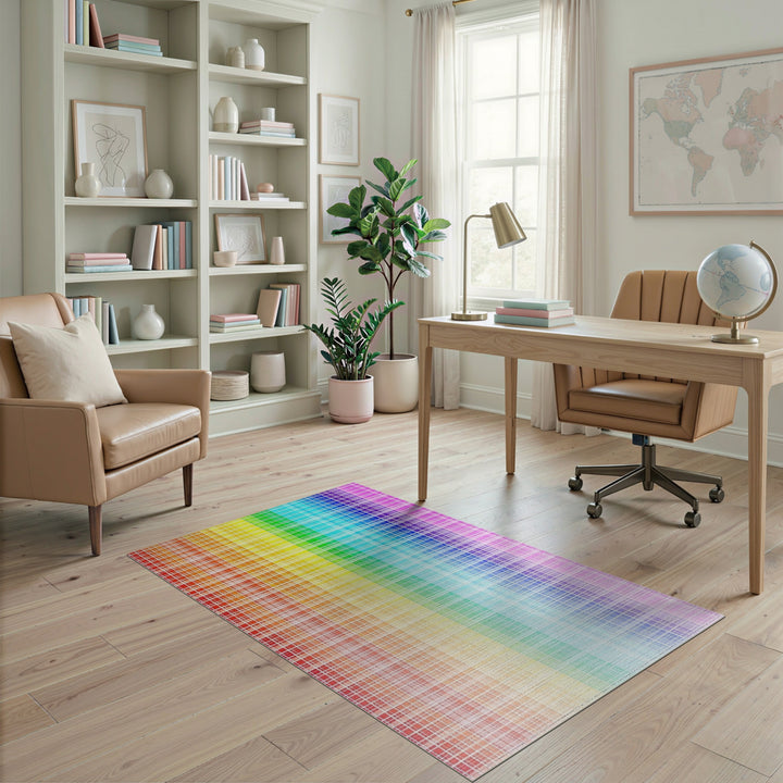 Geometric Modern Rainbow Spectrum Geometric Area Rug