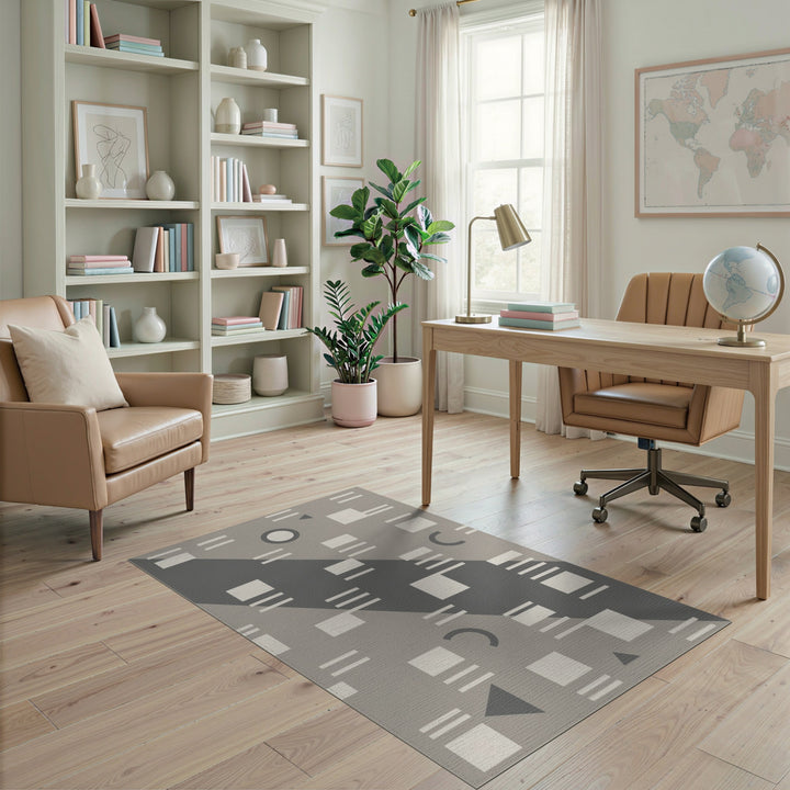 Grey Geometric Modern Area Rug
