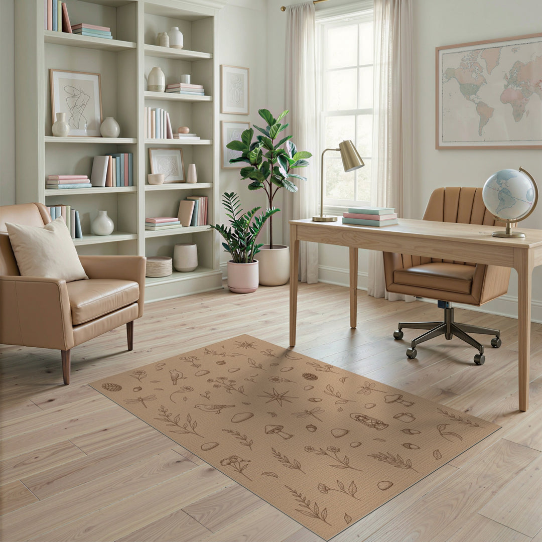 Beige Vintage Botanical Area Rug