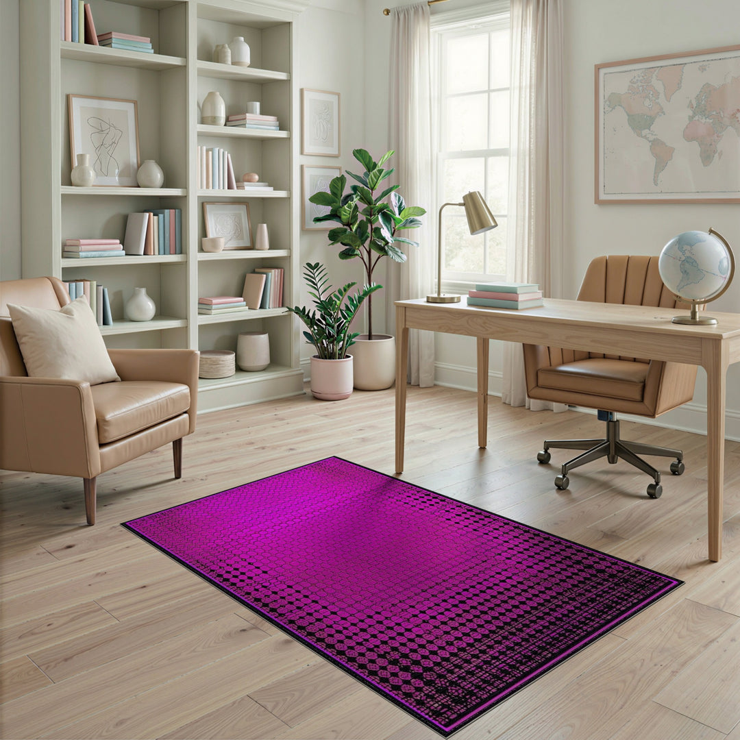 Pink Hexagon Geometric Area Rug