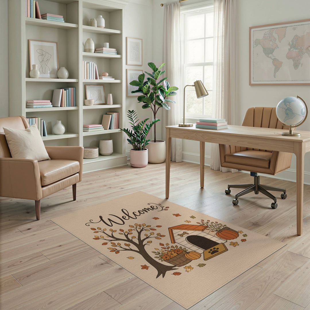 Autumn Welcome Dog House Area Rug