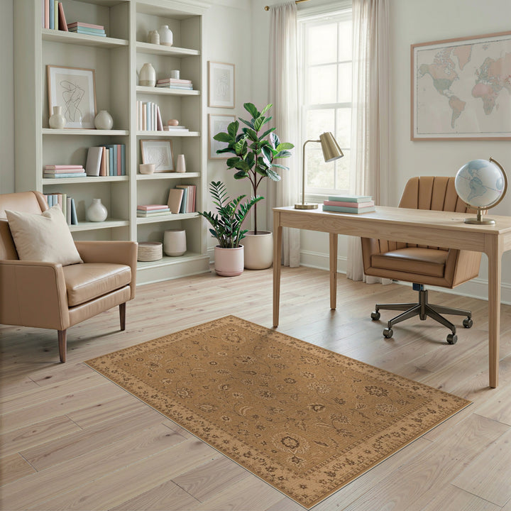 Brown Floral Vintage Area Rug