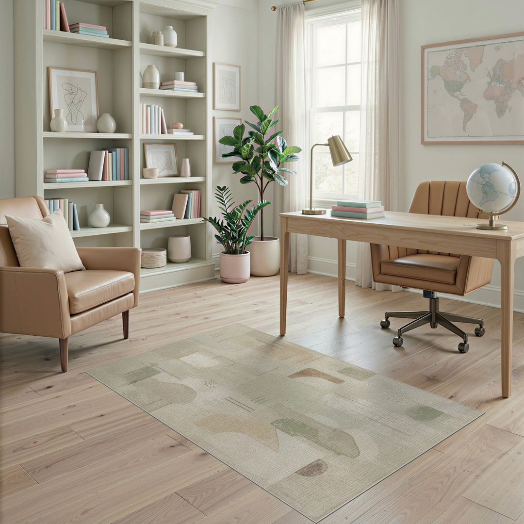 Neutral Abstract Shapes Area Rug