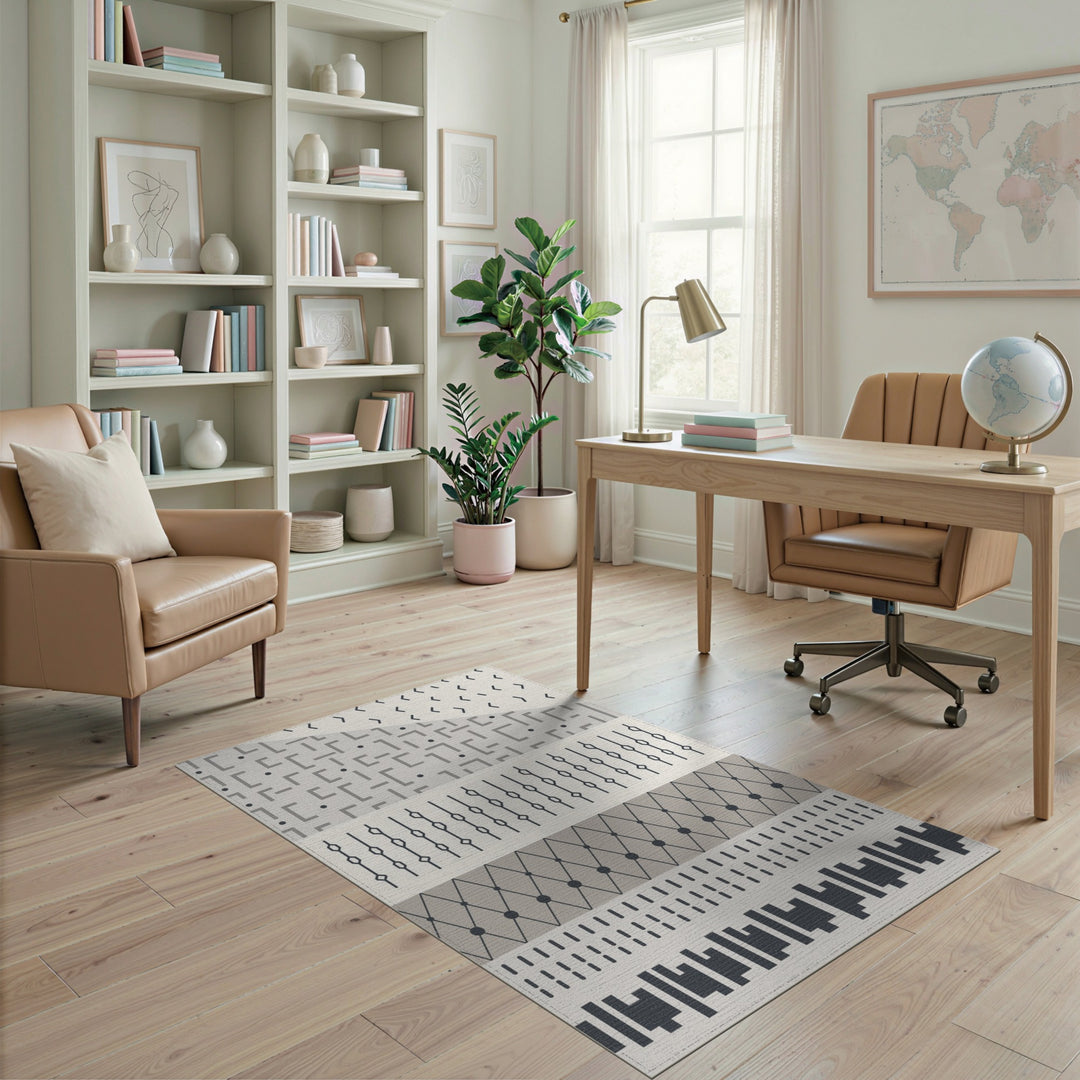 Grey Geometric Modern Area Rug