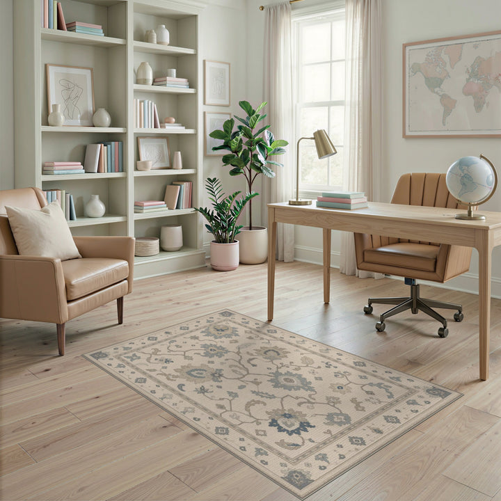 Beige Vintage Floral Vintage Area Rug