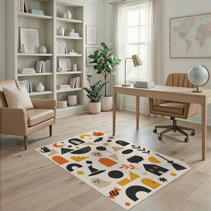 Multi-color and Patterns Halloween Kids Cartoon Washable Area Rug